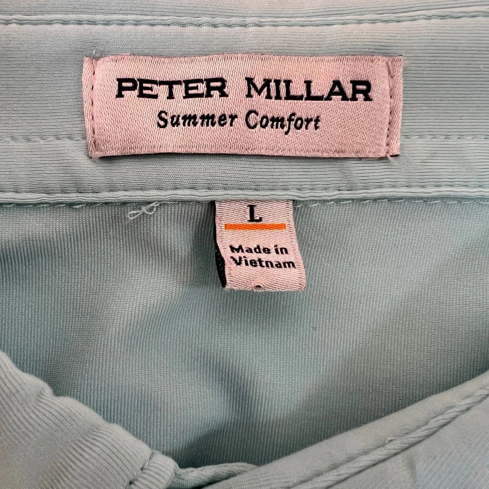 Peter Millar Summer Comfort Polo Shirt Mens Large Blue Striped Golf Performance